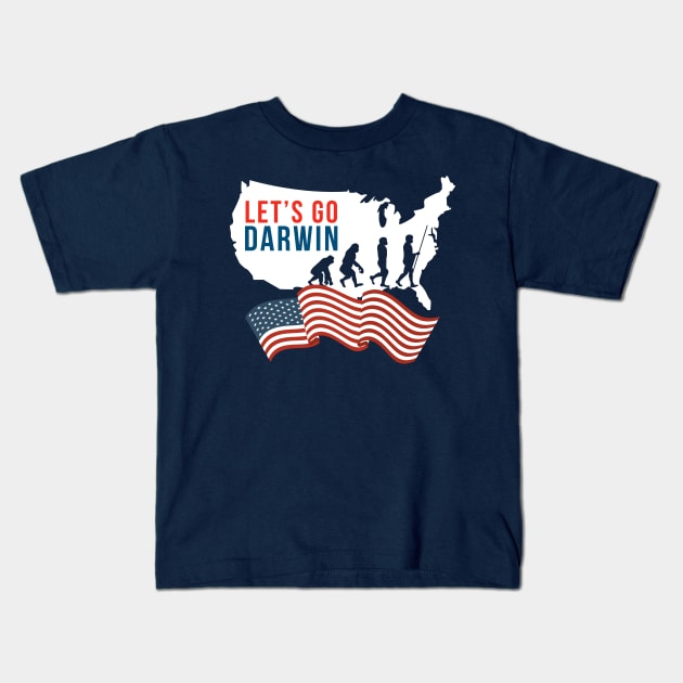 Let's Go Darwin Natural Selection Kids T-Shirt by stuffbyjlim